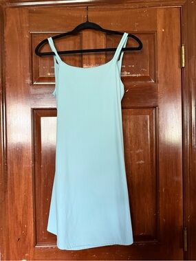 Halara Baby Blue Tank Dress Spaghetti Straps Cutout Back Midi Dress